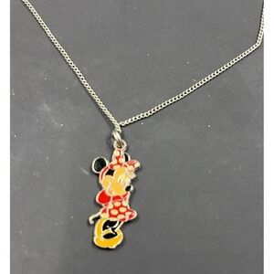 Vintage Minnie Mouse Pendant On Silvertone Chain